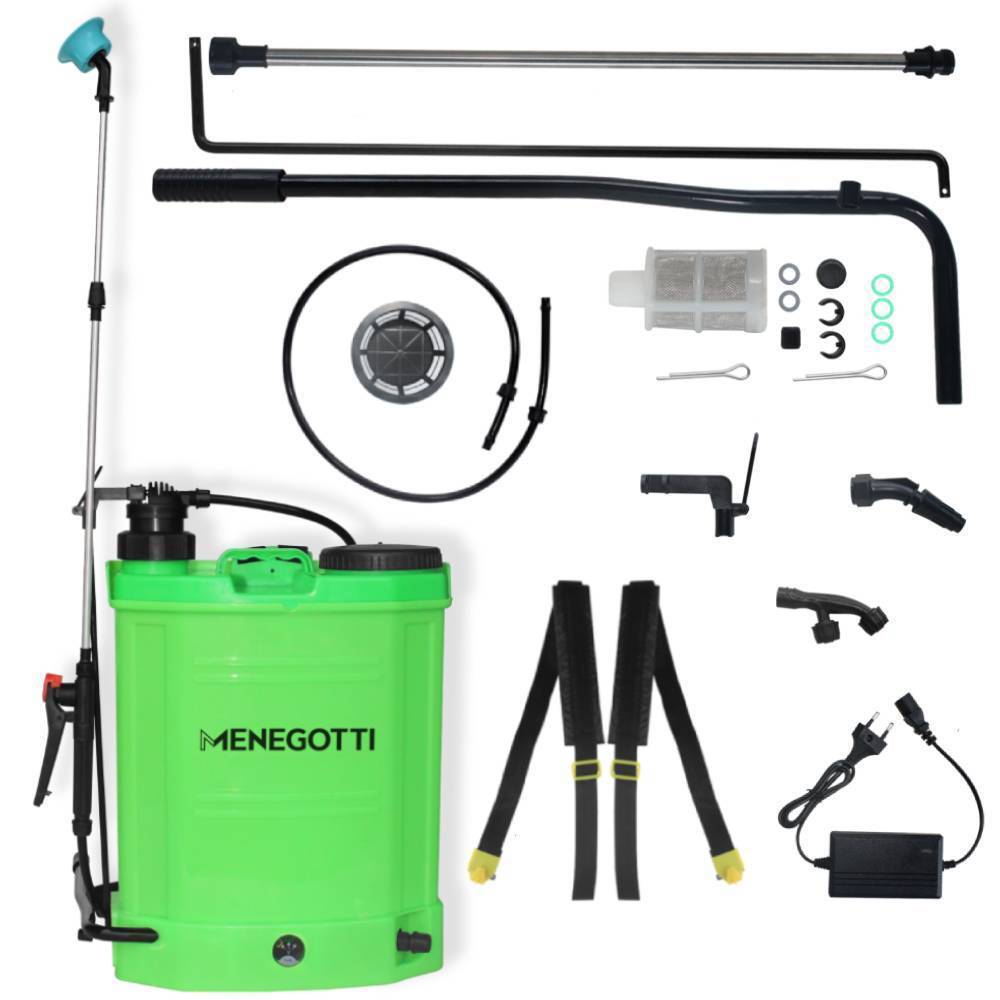 Pulverizador costal a bateria 12V e manual 20L com 3 bicos - MPB 20L Menegotti