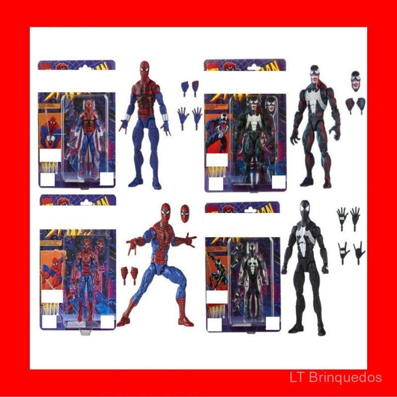 Figura de Ação Articulada Retro dos Vingadores: Homem-Aranha, Venom e Deadpool