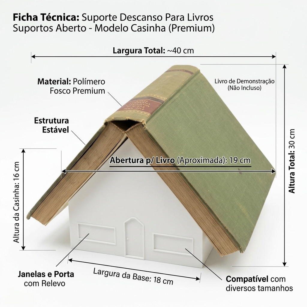 Suporte Para Livros Aberto Decorativo Premium - Organizador Mesa Estante Casinha — imagem 2 de 2