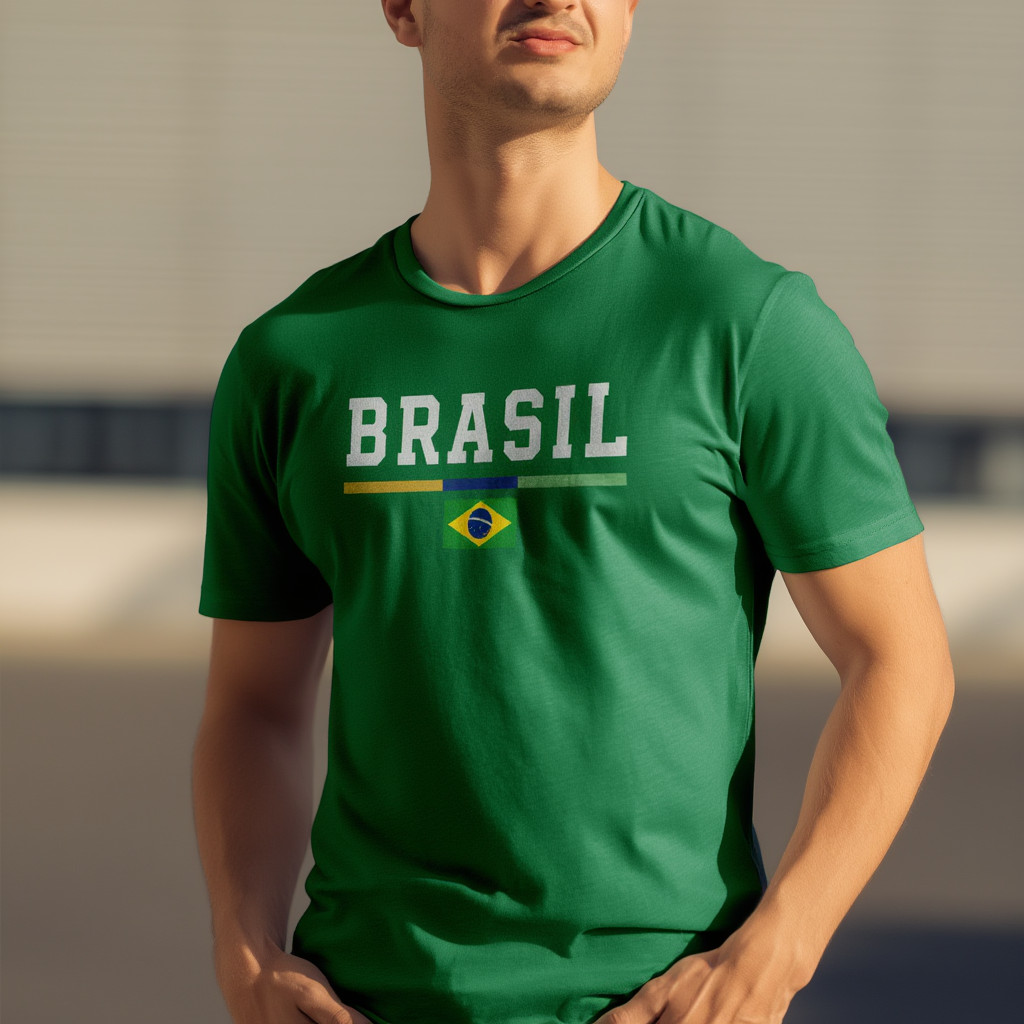 Camisa Brasil 100% Algodao Hexa Selecao Brasileira Estampa Premium DTF Churrasco Casual Basic Bar Praia Alta Qualidade