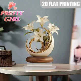 [Pretty ggirl] Ornamento De Flor De Lírio Acrílico 2D Decoração De Mesa Para Sala De Estar Escritório Casa Design De Art