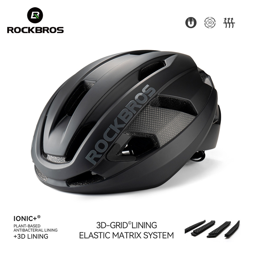 ROCKBROS Capacete De Ciclismo Segurança Forro Antibacteriano Bicicleta Com Fivela Magnética (54-60 Cm)