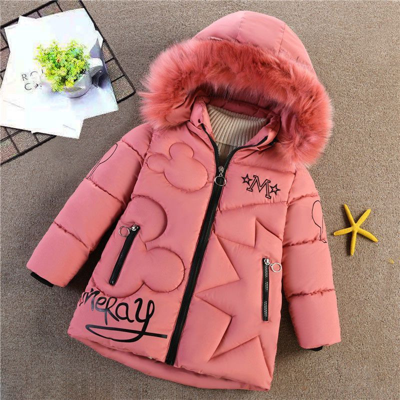 Jaqueta Grande para Meninas para Outono e Inverno, Casaco Quente, Nova Jaqueta com Capuz Mickey da Moda para Crianças e 