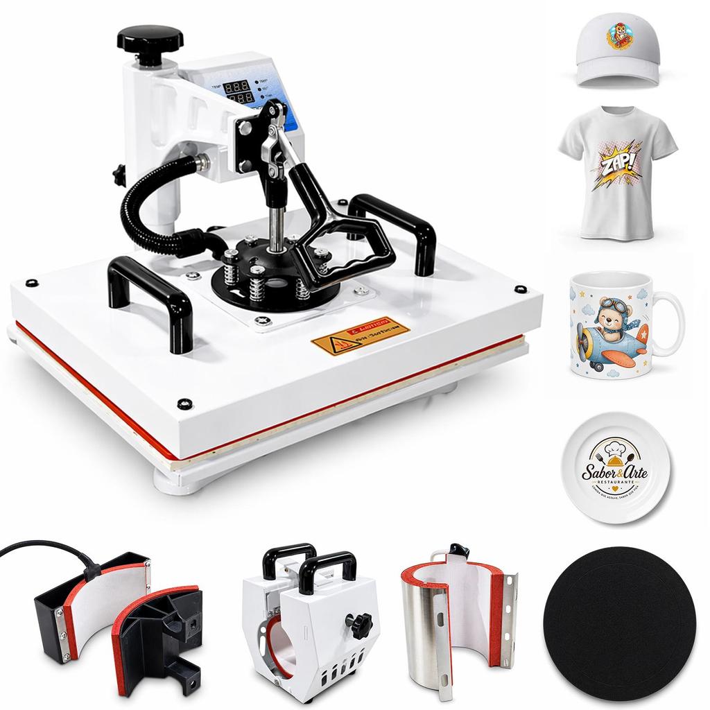Prensa Térmica Sublimação 6 em 1 38x29cm Plana Camiseta Canecas Boné Prato 110v