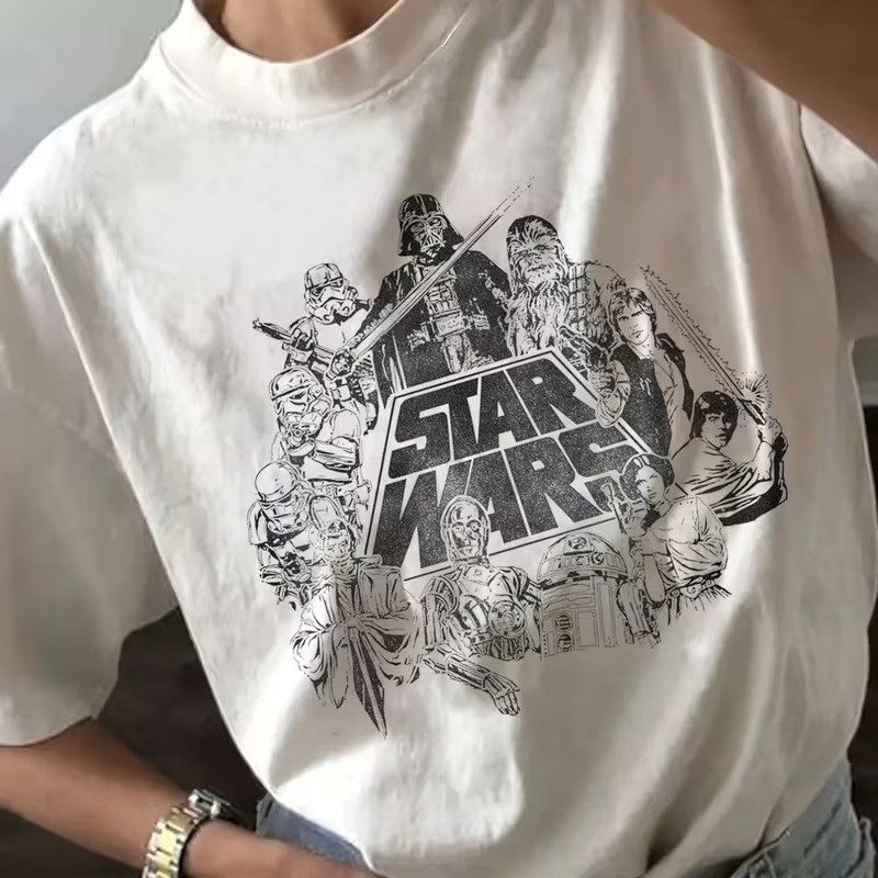 Camiseta Estampada Inspirado Star Wars Personagens PB Unissex 100% Algodão Frete Grátis Rápido Plus Size