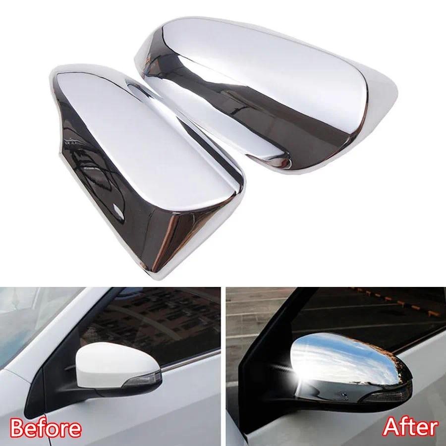 Yakica 2 Pçs Exterior Do Carro Espelho Retrovisor Capa Guarnição Moldura Molduras Para Toyota Corolla 2014-2017 Cromo Es