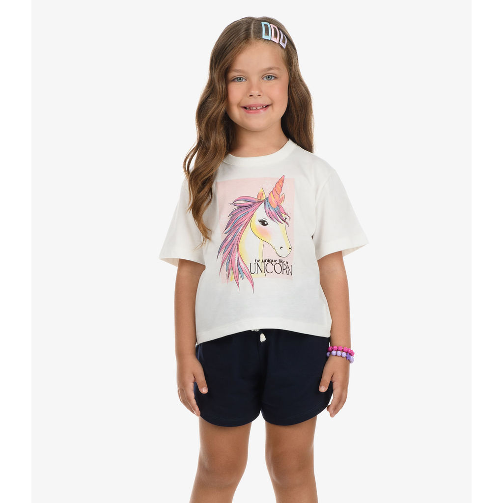 Shorts Feminino Moletom Rovi Kids Azul
