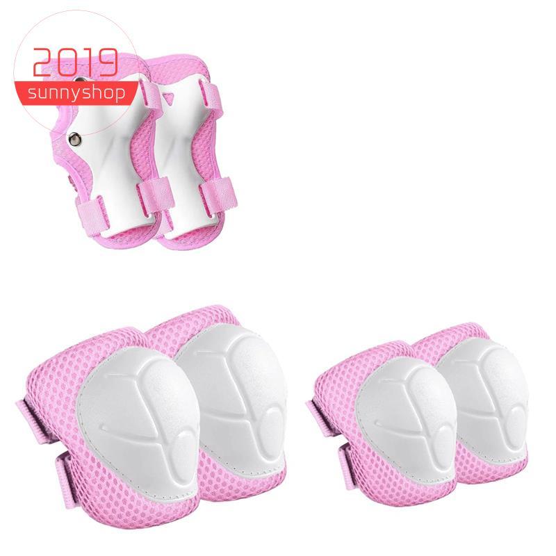 [Bestseller S] Joelheiras Para Crianças Conjunto De Cotoveleiras Meninas Meninos Com Protetores De Pulso Rosa
