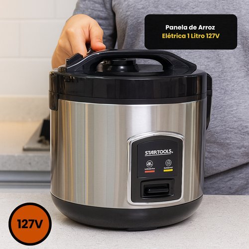 Panela Eletrica Arroz 1 Litro Compacta Cozinha Rapida Preto 127V