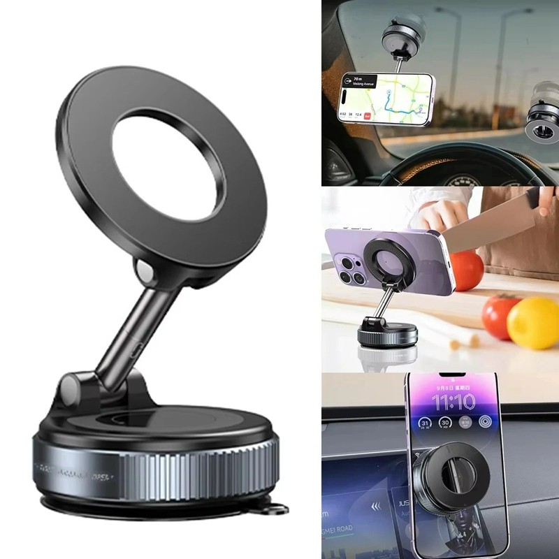 Suporte Magnético Automotivo Para Smartphone Com Ventosa Forte 360 Graus Giratório Painel ou Parabrisa