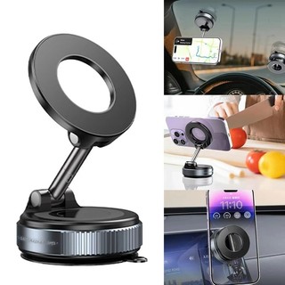 Suporte Magnético Automotivo Para Smartphone Com Ventosa Forte 360 Graus Giratório Painel ou Parabrisa