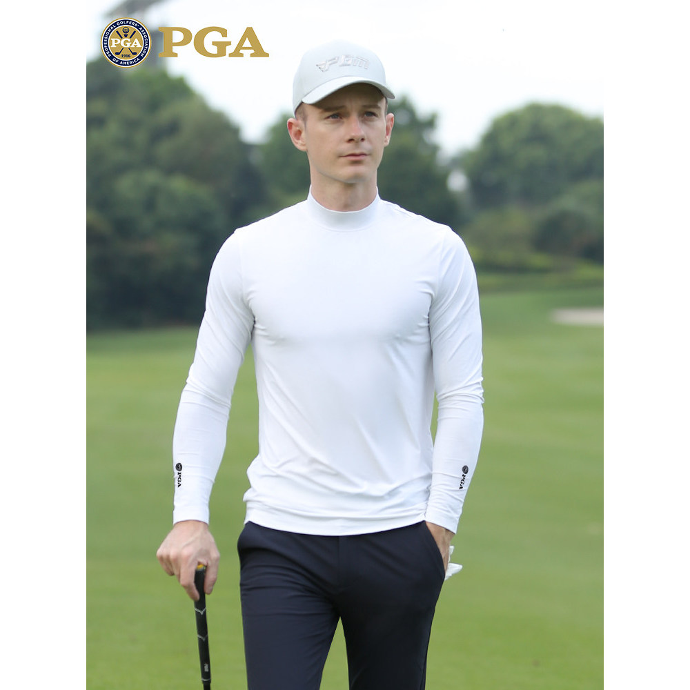 [50% de desconto em duas peças] PGA Golf Protetor solar Roupas masculinas Camisa de fundo de seda gelada Roupas superior
