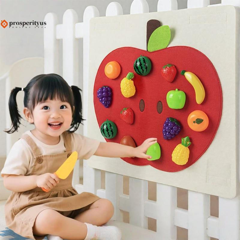[PPTS] 1 Conjunto De Frutas Fingir Brincar Jogos De Cozinha Tabuleiro De Feltro Para Bebês Brinquedos De Comida Parede S