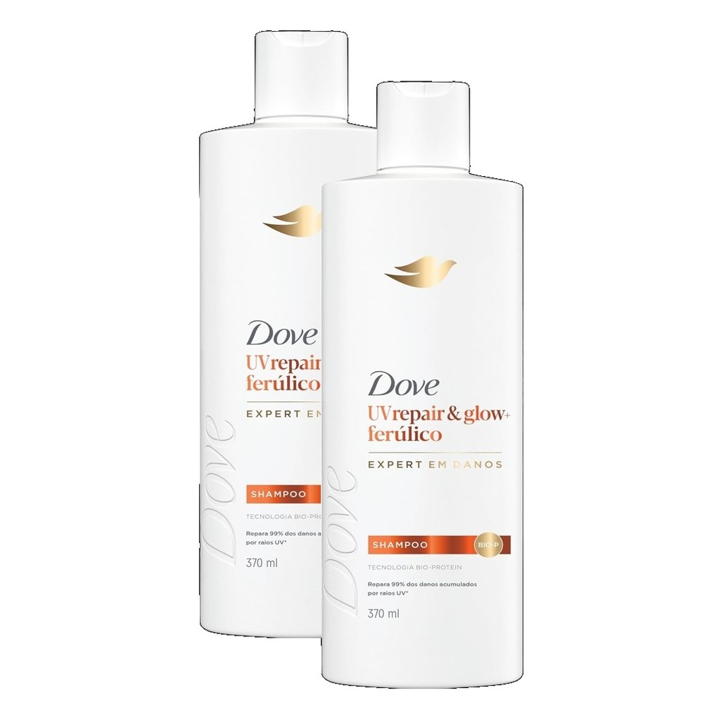 kit 2 Dove Shampoo UV Repair & Glow + Ferúlico 370ml