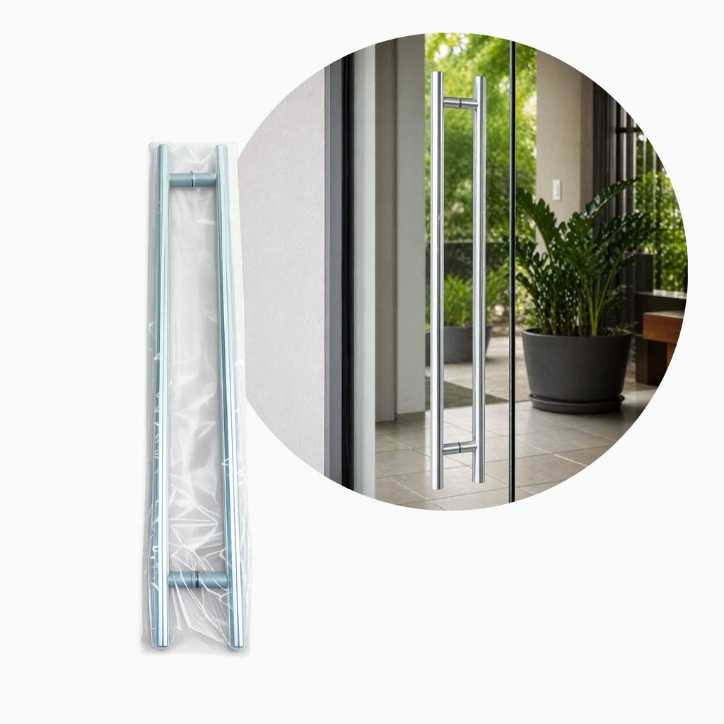 Puxador Em Aluminio P/ Porta Ferro Vidro Madeira Abrir Correr Tipo H 100cm/1000mm Jp-2753 Brilhante