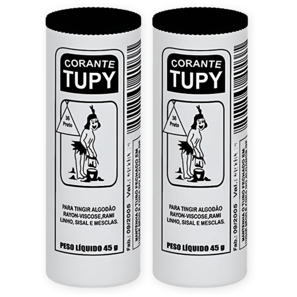 Corante Preto Tupy Kit 2 Unidades 45g Cada Para Tingir Tecido Algodão Roupas Tie Dye Artesanato