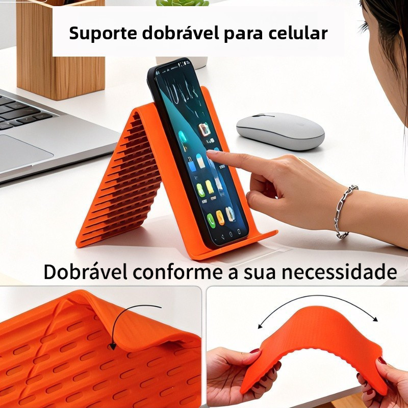 Suporte de celular de mesa dobrável e deformável, suporte de celular portátil de silicone.