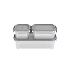 Potes Herméticos de Plástico Electrolux Cinza 3 Unidades Empilháveis Modulares