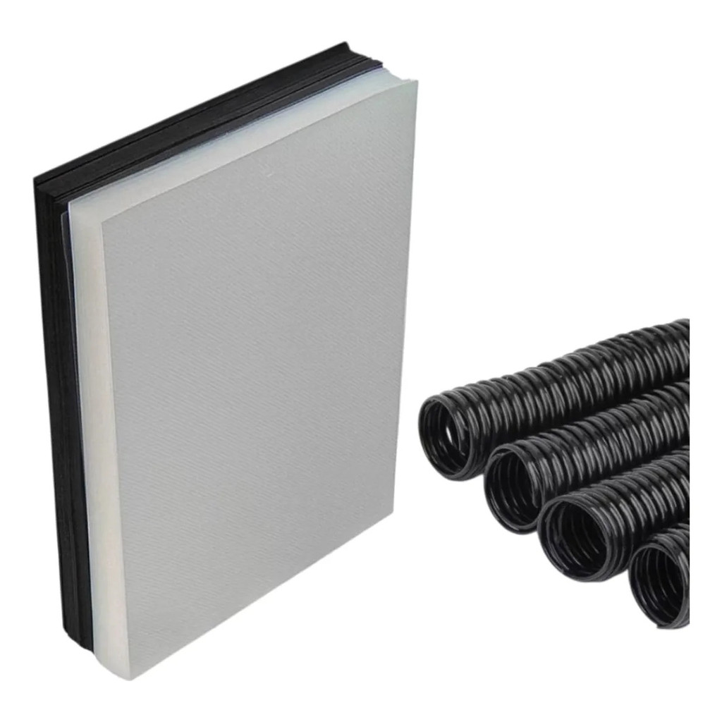 Kit Encadernação 100 Capas A4 ( Cr+pt ) + 100 Espirais 9mm Preta