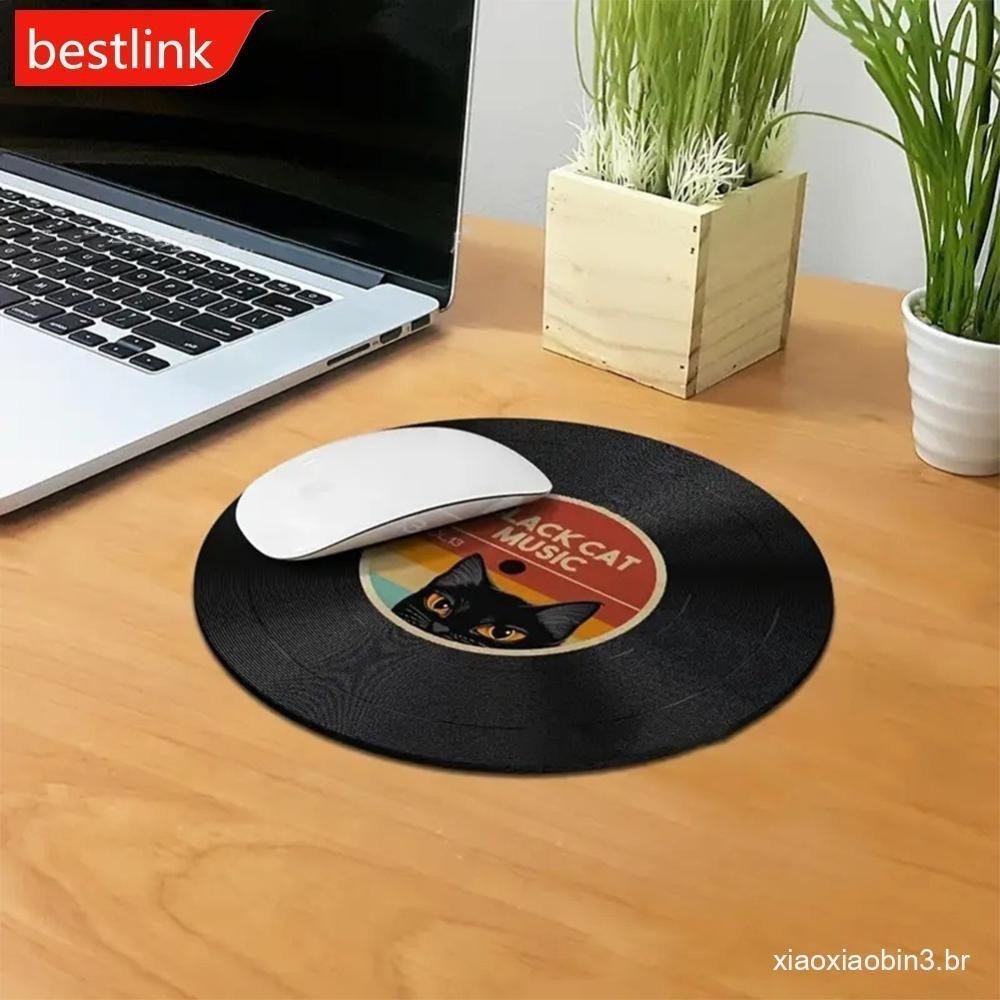 BESTLINK Vintage Vinil Inspirado Mouse Pad Redondo Antiderrapante Borracha Tapete De Mesa Do Computador Acessórios Escri