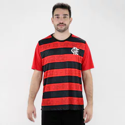 Camisa Braziline Flamengo Shout Vermelha e Preta - Masculina