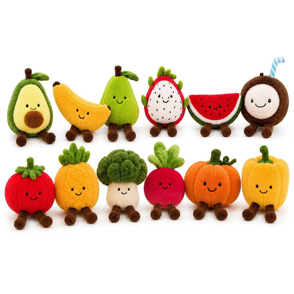 Pelúcia Hortifruti Fofinhas  - Frutas - Legumes - Vegetais - BBR Toys