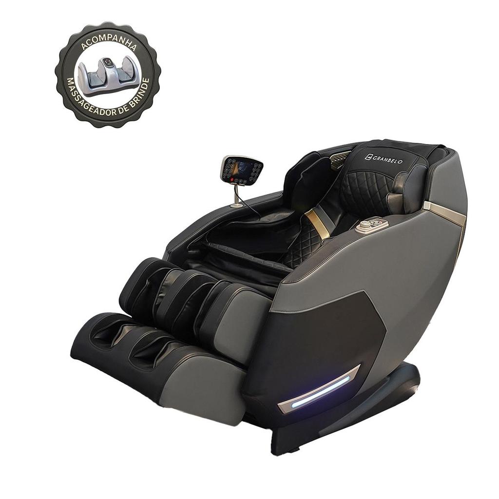 Imagem Poltrona de Massagem Elétrica 3D Marvin Gravidade Zero Airbags Brinde Massageador de Pés PU Preto