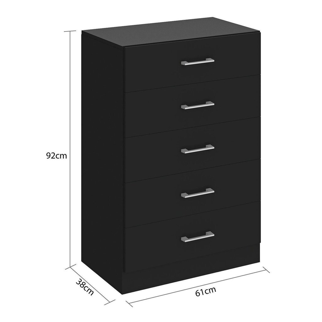 Cômoda para Quarto com 5 Gavetas Aruba Preto Preto