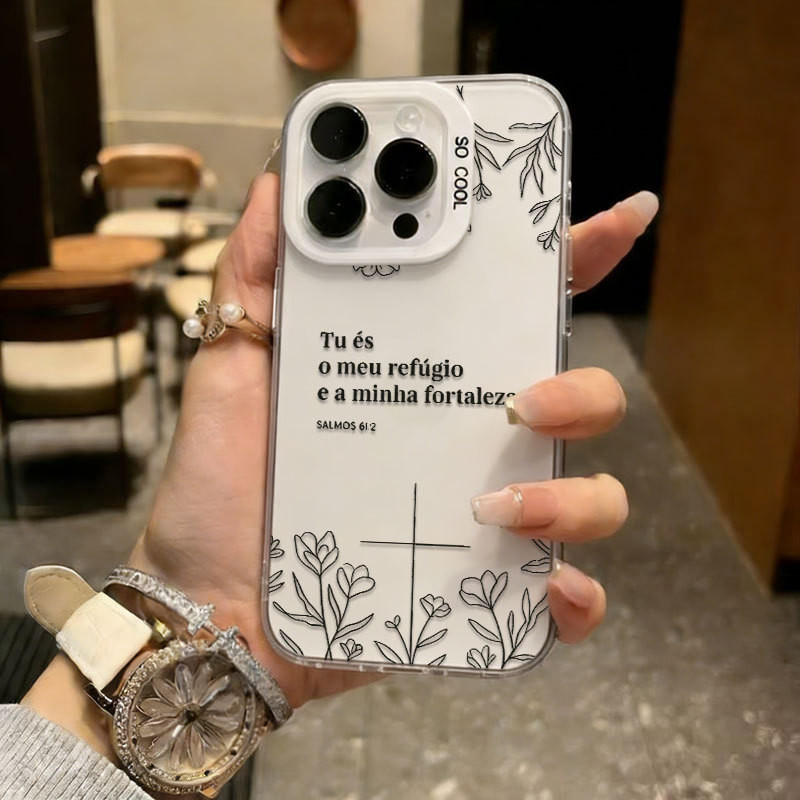 Proteção Completa 360° Capa Capinha Para Samsung A04S A05S A06 A12 A13 A14 A15 A16 Salmo Cristão 91 : 2 Floral