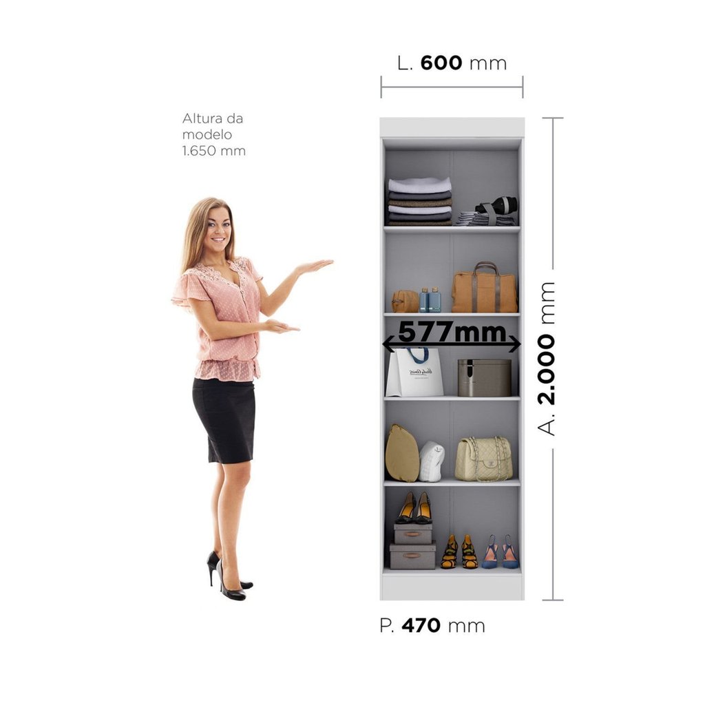 Guarda-roupa Compacto 2 Portas Mdp Paris Branco