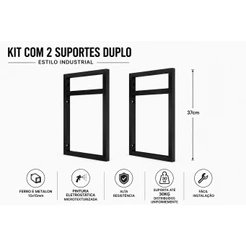 Kit com 2 Suporte Prateleira suspensa estilo Industrial