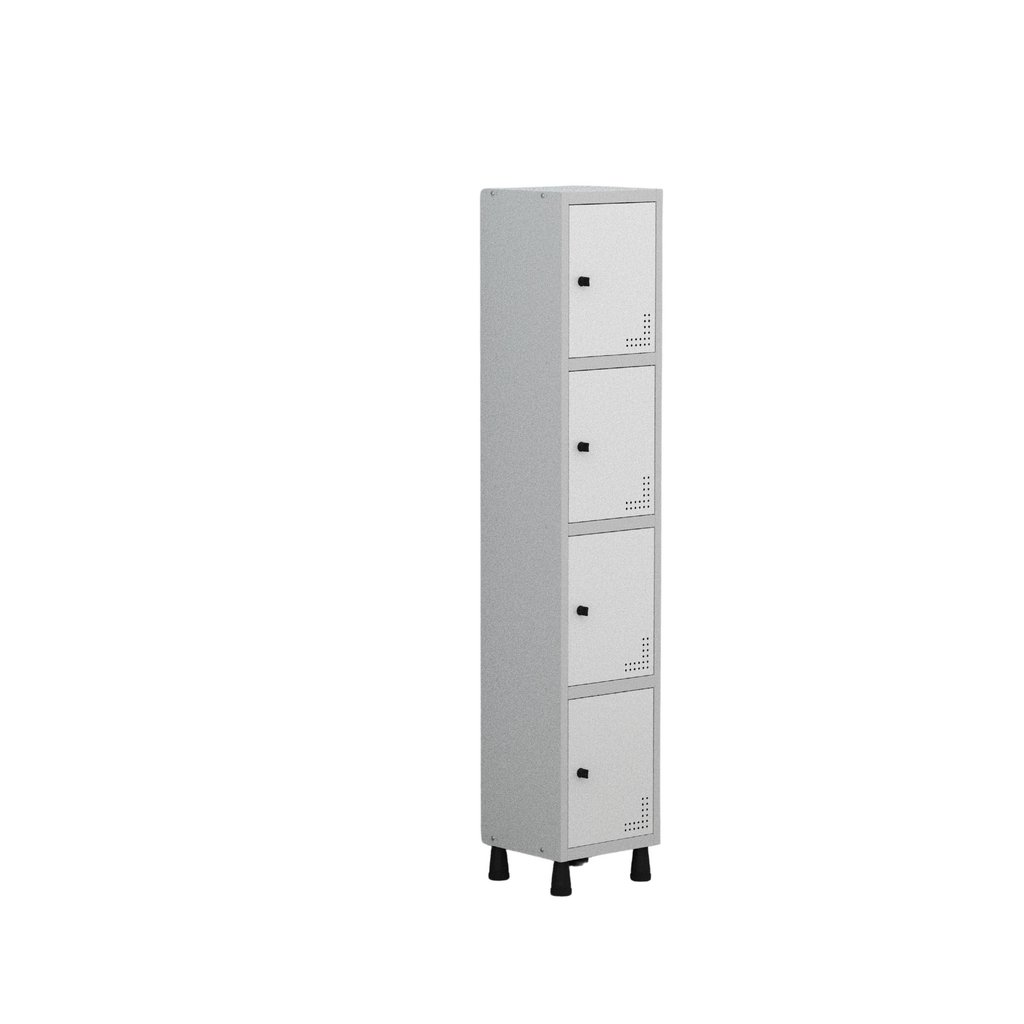 Armário Locker Guarda Volume Aço Light 4 Portas 34,5x179,5cm Verde/Cinza Cinza/Branco