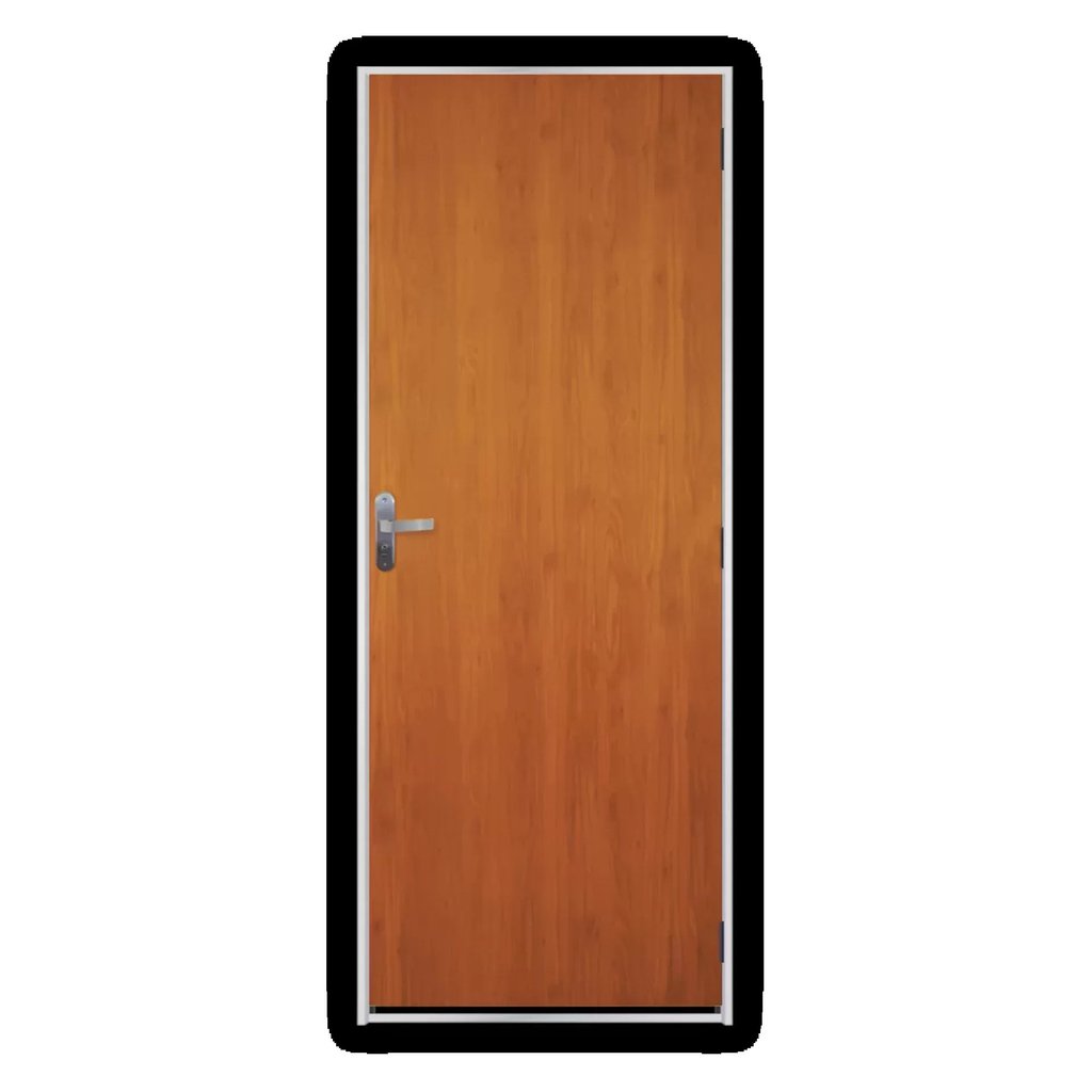 Kit Porta de Madeira Lisa 215x75cm com Batente de Aço 06cm Açomad MGM Abertura Esquerda Marrom/Mogno Mogno