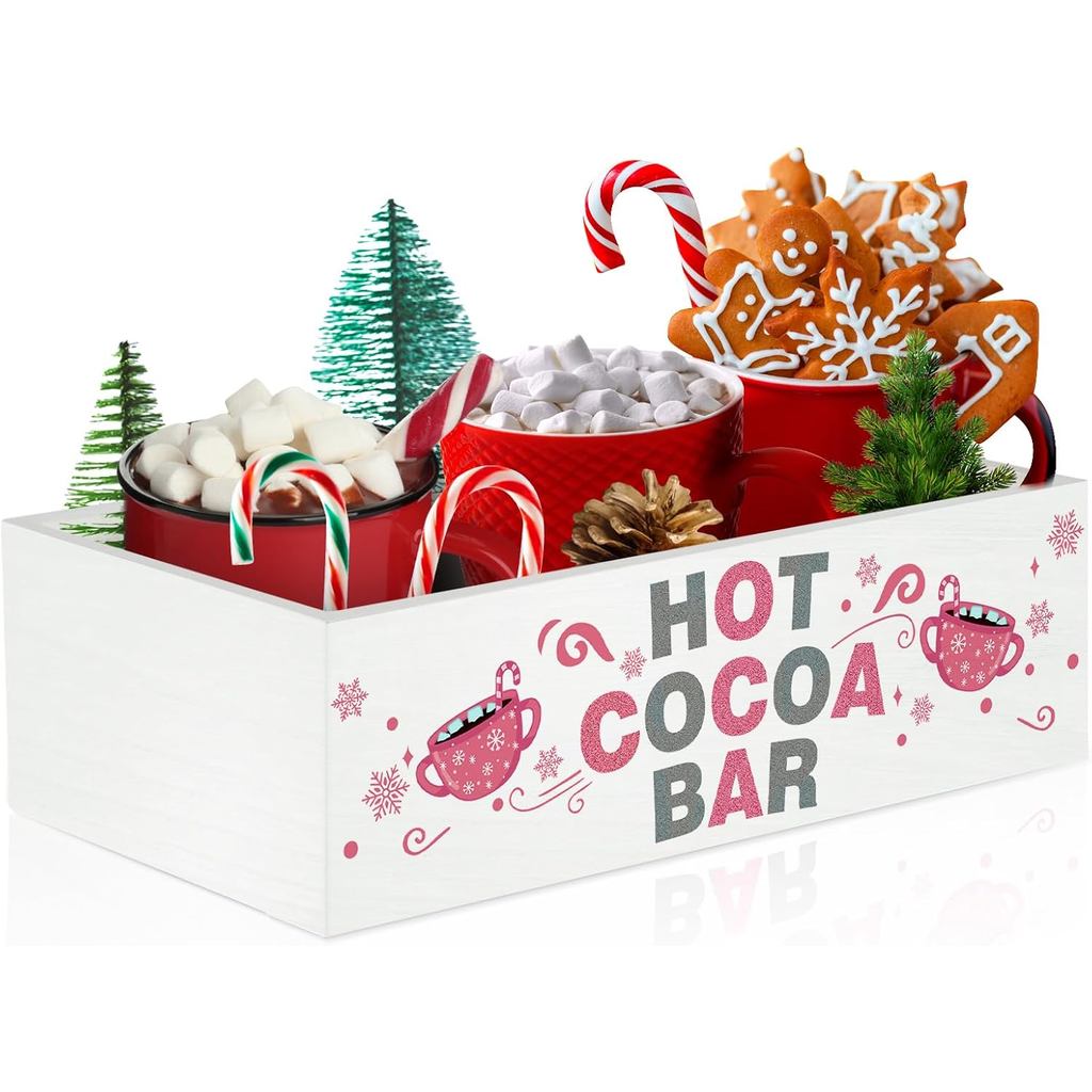 YLOLUL Caixa de Armazenamento de Madeira para Barra de Chocolate Quente, Caixas de Armazenamento de Natal, Suprimentos p