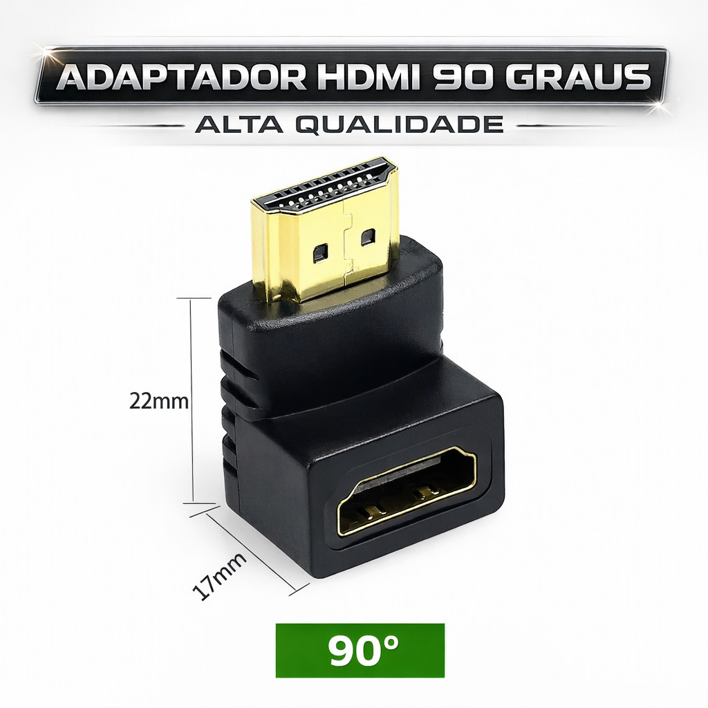 Adaptador HDMI 90 Graus Protege Porta HDMI Ideal Para TV e Monitor
