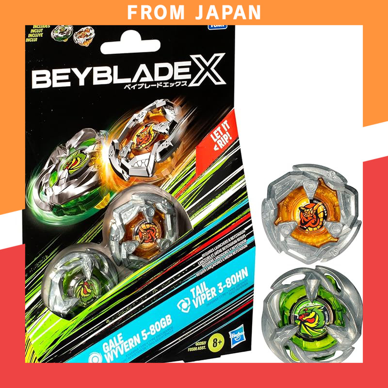 Beyblade X Gale Wyvern 5-80GB & Tail Viper 3-80HN Dual Pacote Conjunto - Inclui 2 Right-Spin Tops