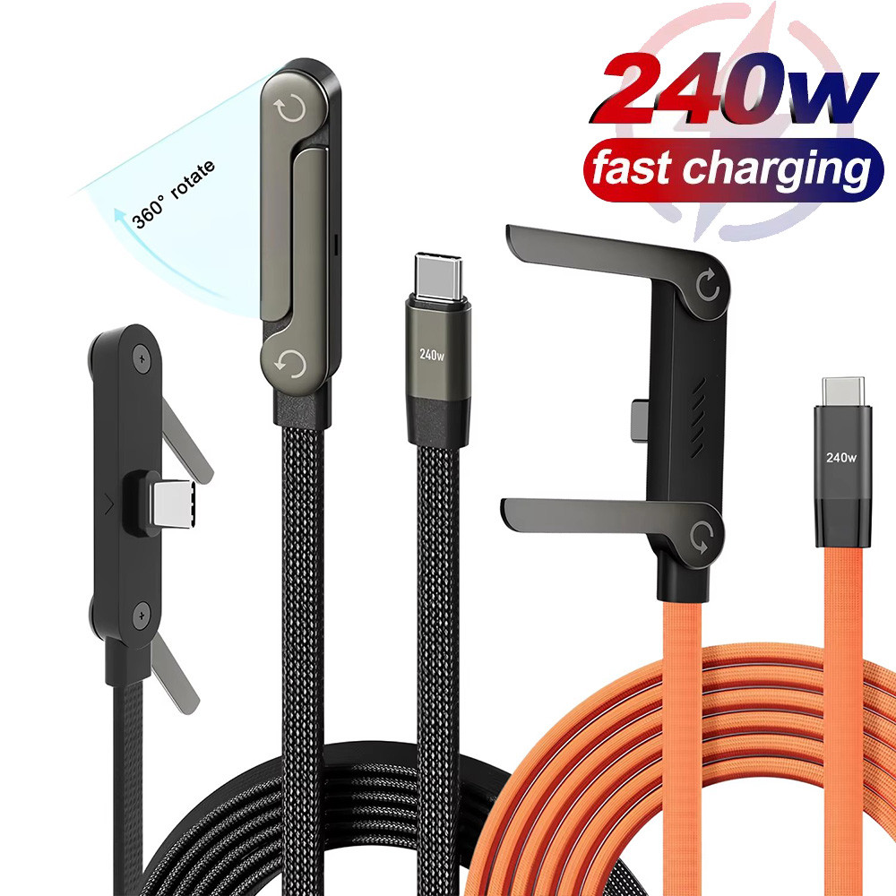 Elough 240W 2 Em 1 Cabo De Dados De Suporte Dobrável Tipo C Para PD De Carregamento Rápido Celular