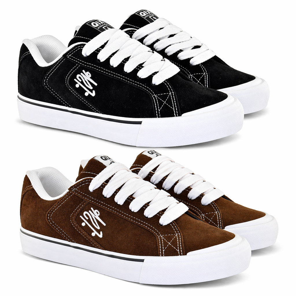 KIT 2 Pares Tênis QIX Chorão Park Original Preto/Branco e Café/Branco Masculino Feminino