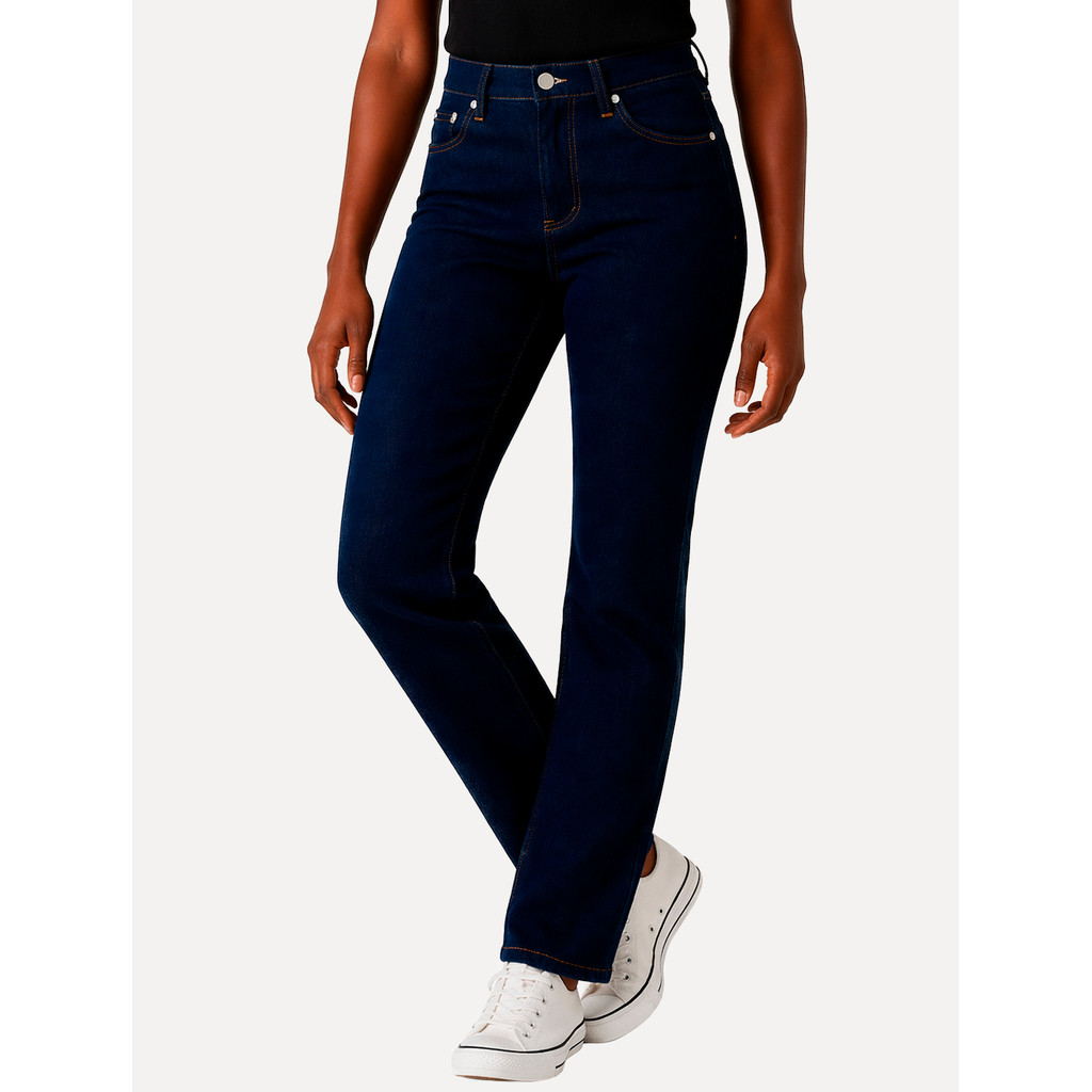 Imagem Calça Levis Original Jeans Feminina 724 Slim High Rise Straight Azul Escuro
