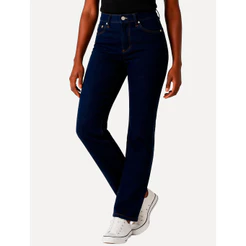 Calça Levis Original Jeans Feminina 724 Slim High Rise Straight Azul Escuro