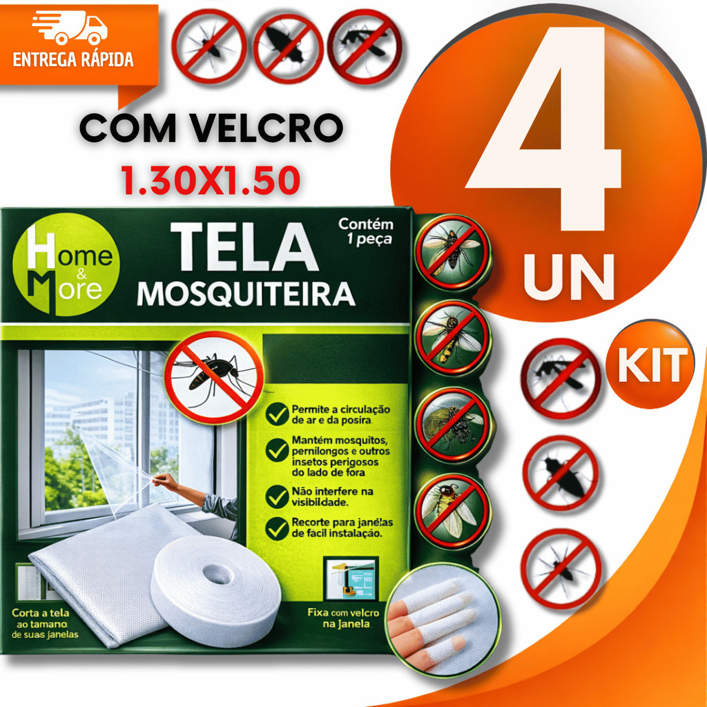Conjunto Telas Mosquiteiro Para Janela eficaz Contra Insetos 130x150 Com Velcro Pratico Multiuso em Oferta na Shopee