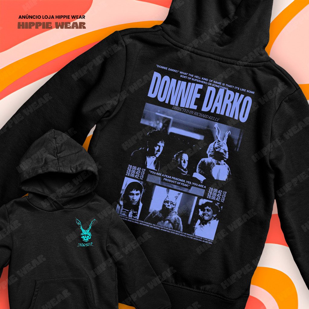 Moletom Canguru Filme Donnie Darko Frank O Coelho Cult Frente E Verso Blusa De Frio