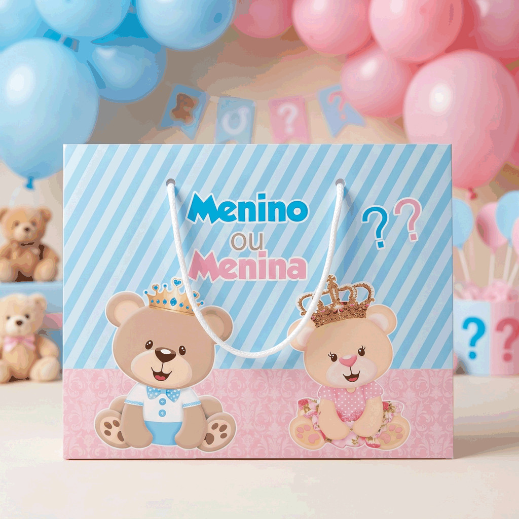 Sacolinhas G para lembrancinhas Personalizadas festas TEMA CHÁ REVELAÇÃO Pegue e monte