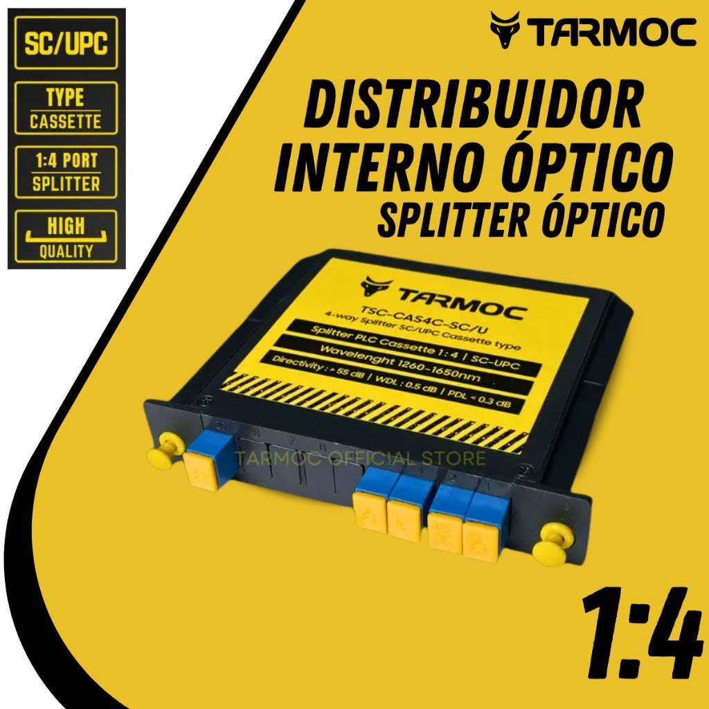 DISTRIBUIDOR INTERNO DIO SPLITTER ÓPTICO SC/UPC 1X4 CANAIS TARMOC TSC-CAS4C-SC/U