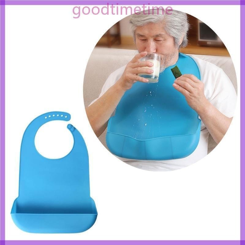 Adulto Silicone Babador Idosos Comendo À Prova Dwaterproof Burping 6 Níveis Ajustável Colet