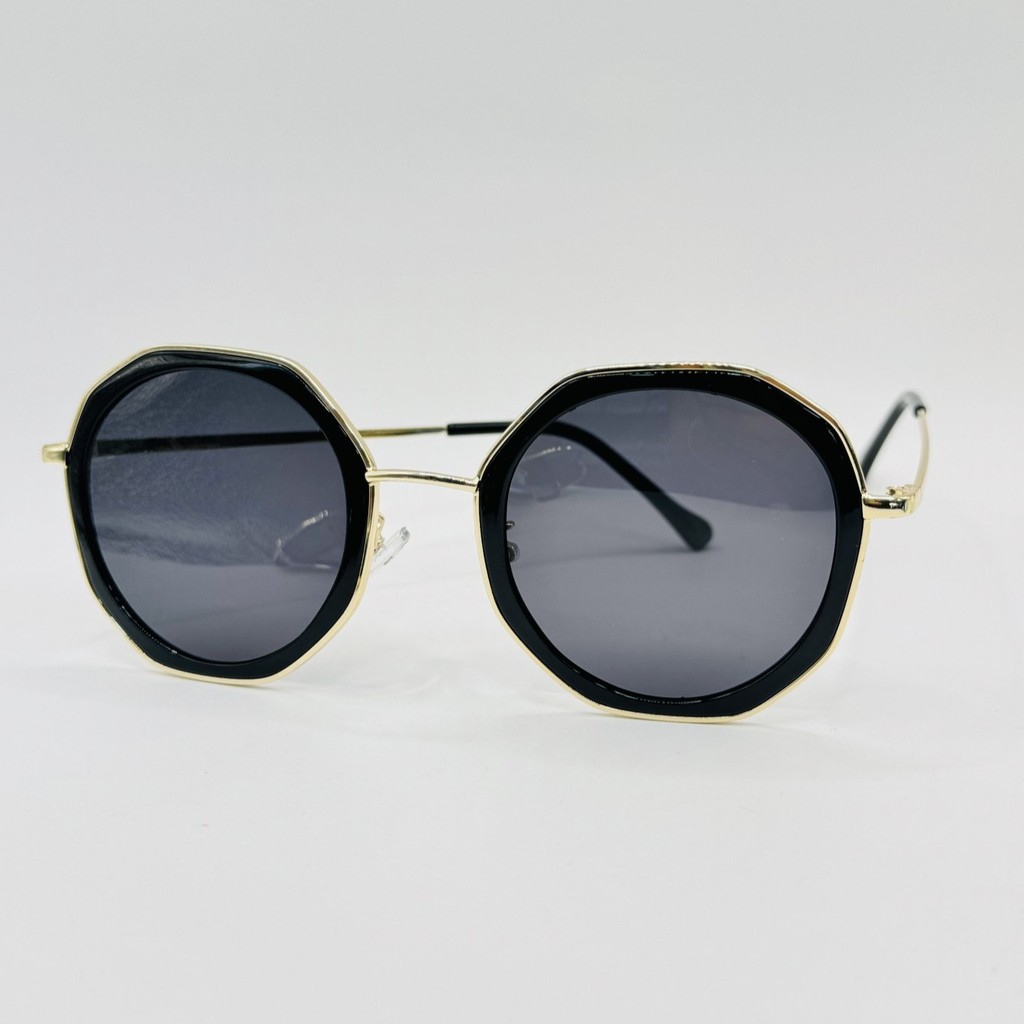 Óculos de Sol Redondo Acetato Preto Lente Polarizada Polaroid Proteção UV400 Elegante Unissex 58101