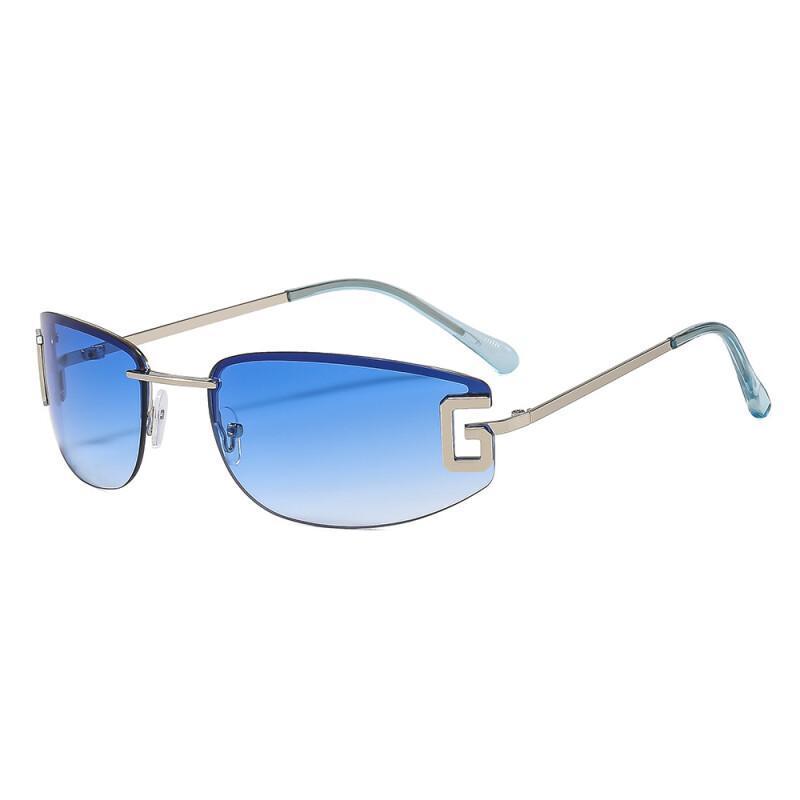 Óculos de sol elegantes e modernos, de marca, sem armação, para mulheres, estilo blogger, proteção UV400-&*&&&*---*-