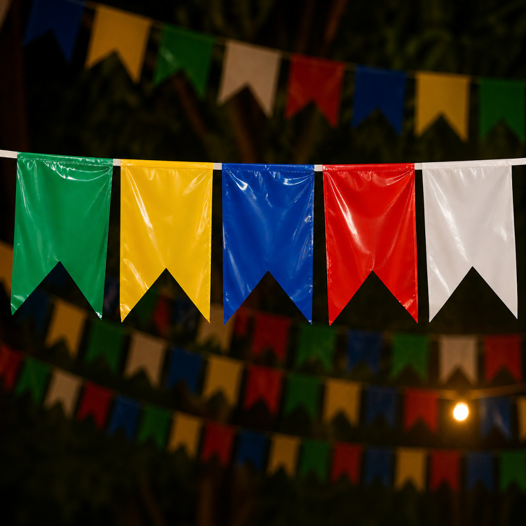 Kit 10M/20M/30M/40M/50M Bandeirinhas Plástica Decorativas Para Festa Junina/Julina/Agostina