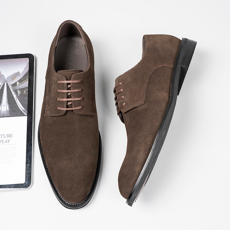 Primavera Nubuck couro Casual sapatos masculinos negócios britânico rendas couro genuíno dedo do pé redondo sapatos de c