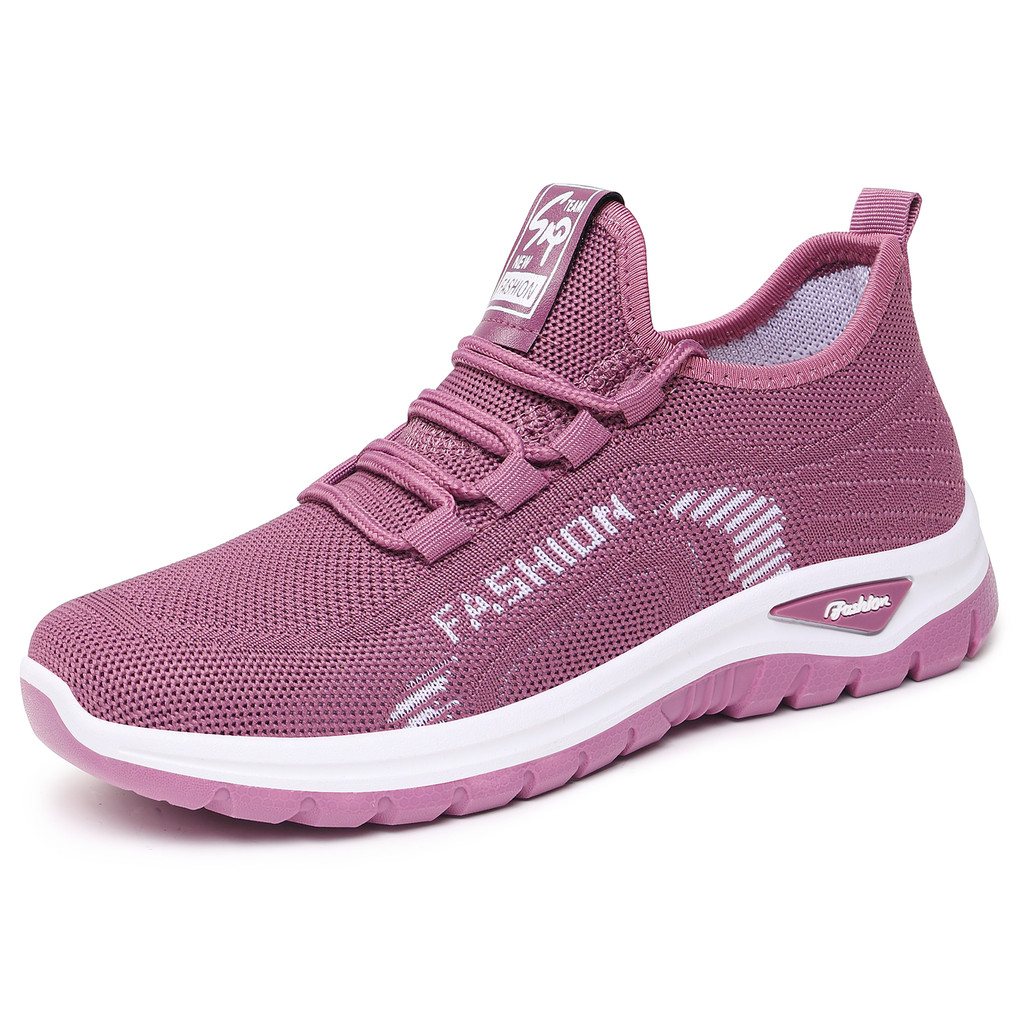 Sapatos femininos estilo primavera respirável sapatos esportivos moda feminina All-Match voando malha sapatos sola macia